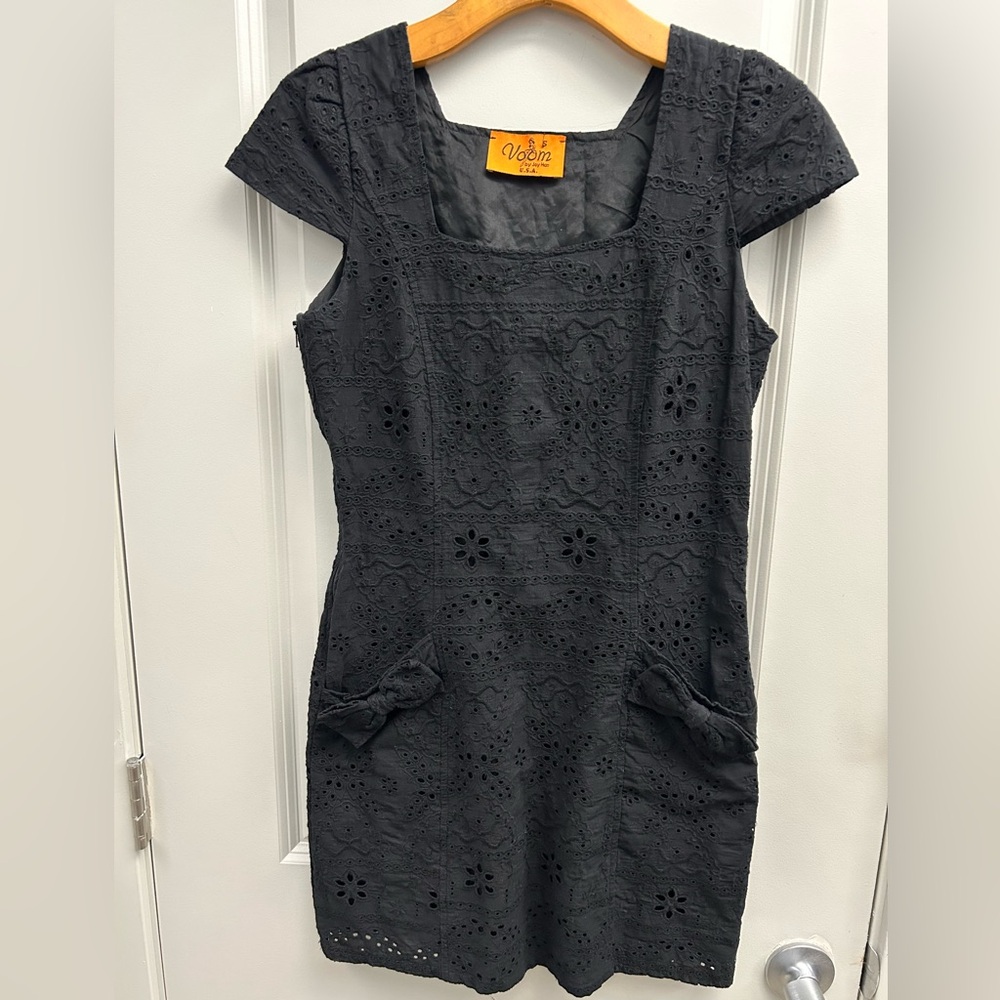 Voom by Joy Han Black Eyelet Mini Dress
